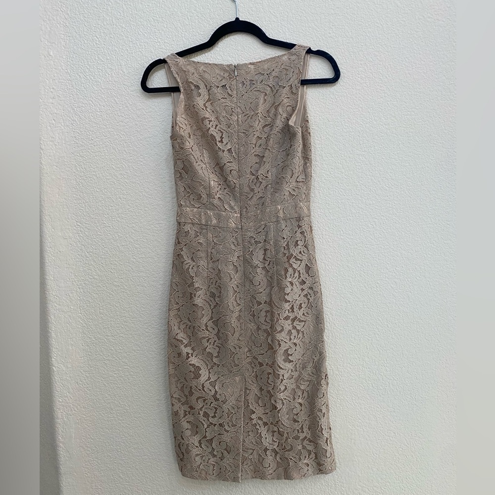 Moschino Cheap and Chic Lace Taupe Empire Waist with Bow Knee Length Dress SM - Picture 3 of 9